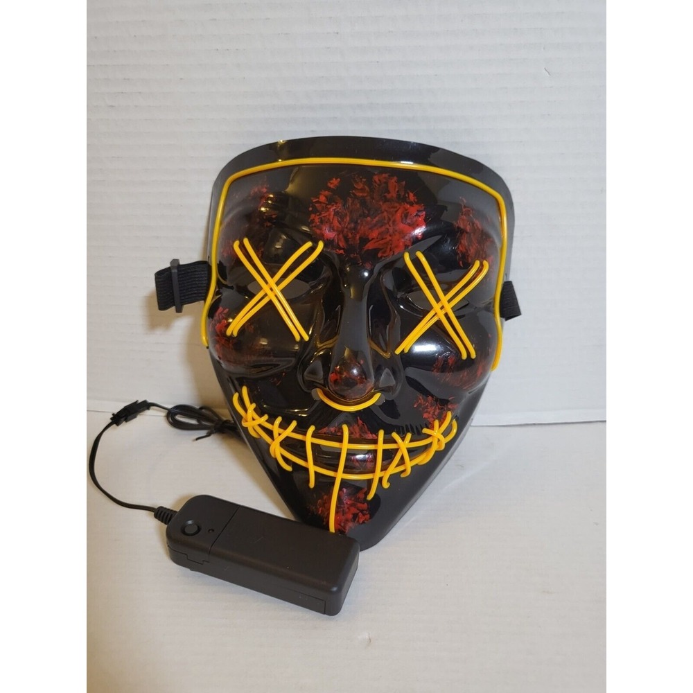 Halloween Mask Purge Light Up LED Face Mask With Remote Yellow Movie Costume